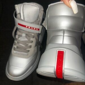Prada Silver and Gray Men's Sneakers